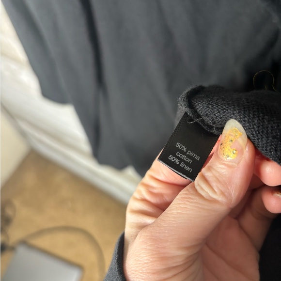 Peruvian Connection black linen pima cotton blend drape sweater cardigan XS - Picture 4 of 4